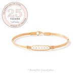 Power of Prayer Bracelet - Mirrored Sterling Silver with 14K Gold Artist Wire Wraps and Beads / 7.5" - L