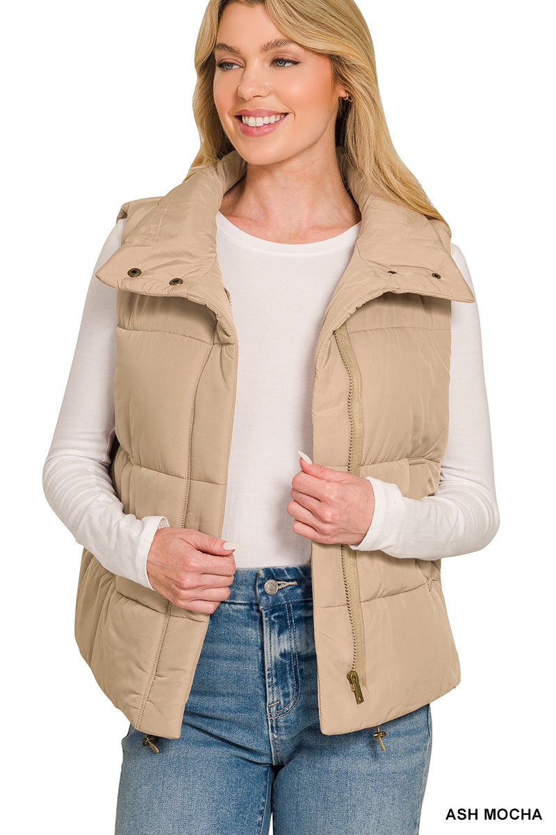 Quilted Puffer Vest - Ash Mocha