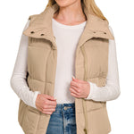 Quilted Puffer Vest - Ash Mocha
