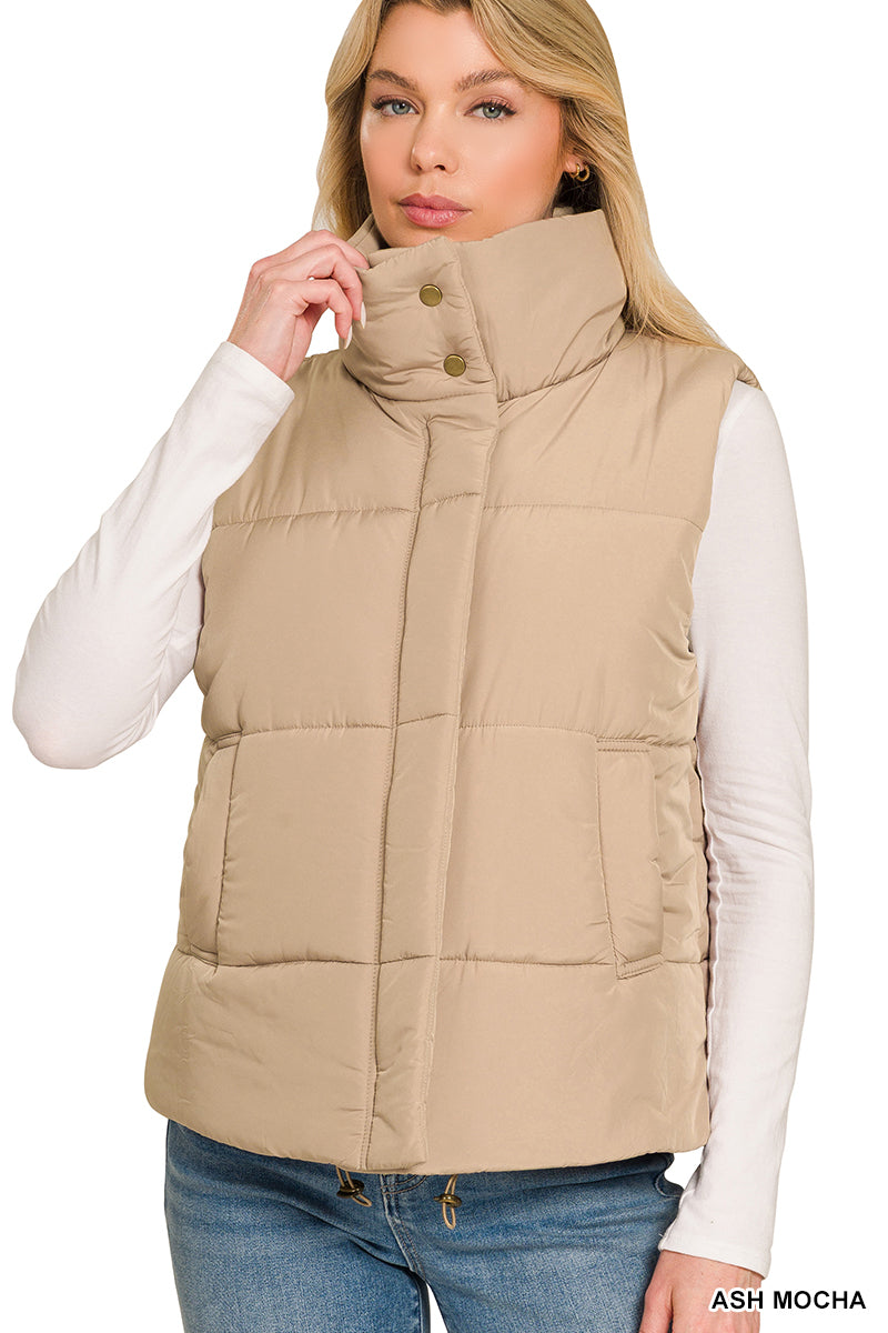 Quilted Puffer Vest - Ash Mocha