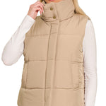Quilted Puffer Vest - Ash Mocha