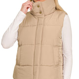 Quilted Puffer Vest - Ash Mocha