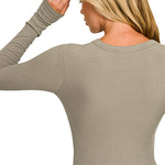 Basic Fitted Long Sleeve Top - Mushroom