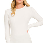 Basic Fitted Long Sleeve Top - White