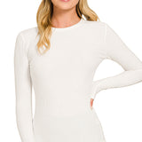 Basic Fitted Long Sleeve Top - White