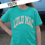 Youth Lulu Mac Stripe Cream Sickle Sky/Island Green Comfort Colors Tshirt