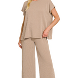Raised rib relaxed top & pants set
