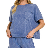 Halo snow washed boxy top & shorts set