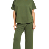 Scuba curved hem top & pants set
