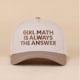 Girl math is always the answer two tone snapback hat
