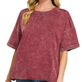 French terry acid washed tee shirts