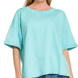 French terry acid washed tee shirts