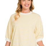 Striped contrast trim rib banded top