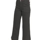 Cropped wide leg color denim pants