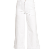 Cropped wide leg color denim pants