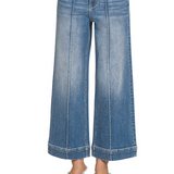 High rise wide leg pintuck denim pants