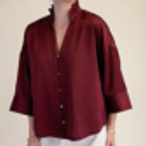 Cinnamon Sugar Ruffle V-neck Wide Sleeves Metal Button Down Shirt