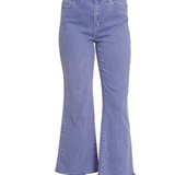 Acid washed high waist frayed hem bootcut pants