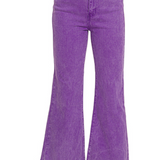 Acid washed high waist frayed hem bootcut pants