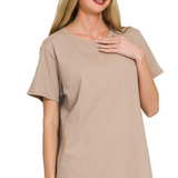 Cotton boyfriend round neck tee