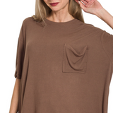 Oversized ribbed round neck short sleeve tee