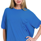 Oversized ribbed round neck short sleeve tee