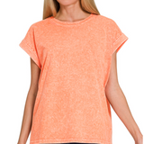 Halo washed cuffed short sleeve tee