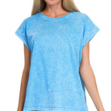 Halo washed cuffed short sleeve tee