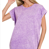 Halo washed cuffed short sleeve tee