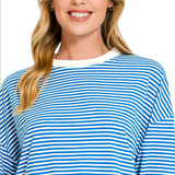 Striped Contrast Trim Dolman Top