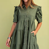 Olive Fall ruffle dress
