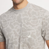 SEAWASH Originals '08 Duck Badge Tee - Camo Light Gray on model, front