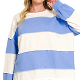 French Terry Color Block Exposed Seam Top