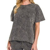 French terry acid washed relaxed top & short set