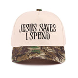 Jesus saves i spend two tone canvas cotton cap - Camo