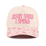 Jesus saves i spend two tone canvas cotton cap - Floral