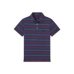 Youth Gridiron Stripe Performance Polo - Navy & Red