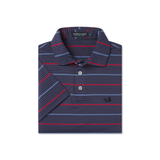 Youth Gridiron Stripe Performance Polo - Navy & Red