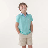 Youth Bermuda Performance Polo - Hampton Stripe - Honeydew & Mint