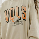 Tennessee Vols Helmet Fade Sand Thrifted Sweatshirt