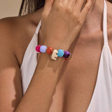 Chunky Initial Stretch Bracelet Set