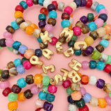Chunky Initial Stretch Bracelet Set