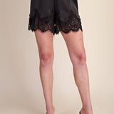 Satin Short With Lace Trim Detail