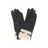 Fur Band Buckle Accent Touchscreen Gloves
