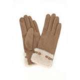 Fur Band Buckle Accent Touchscreen Gloves