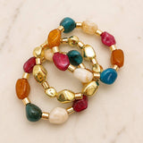 Irregular Resin & Gold Nugget Beaded Bracelet Set