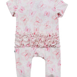 Ruffle Bamboo Zipper Footie | Blooming Butterflies