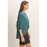 Relaxed High-Low Batwing Sleeve Top