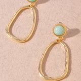 Stone Accent Organic Oval Drop Earrings