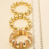 Chunky Marble Resin And Metallic Ball Beaded Bracelet Set